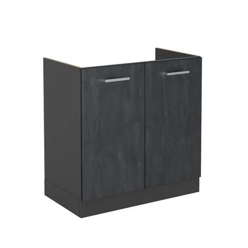 Vicco Meuble Bas Sous-Évier R-Line, Béton Noir, 80 Cm Sans Plan De Travail