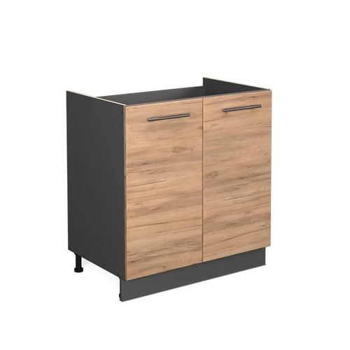 Meuble Bas Sous-Évier Fame-Line, 80 Cm Sans Plan De Travail, Chêne De Force Doré, Vicco
