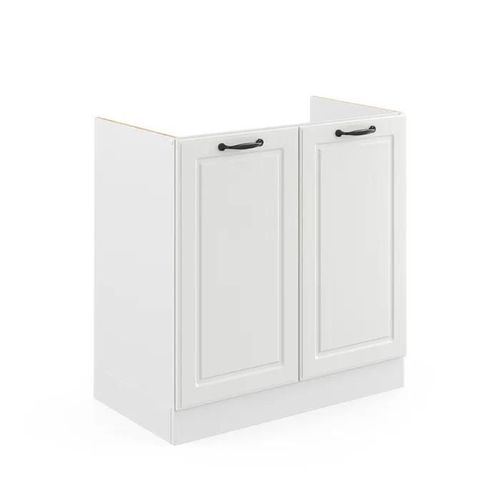 Vicco Meuble Bas Sous-Évier R-Line, Blanc Campagne, 80 Cm , Pa Marbre
