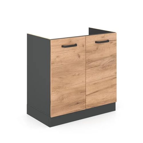 Vicco Meuble Bas Sous-Évier R-Line, Chêne De Force Doré, 80 Cm , Pa Anthracite