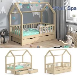 Lit Enfant Vitalispa Wiki, Lit Cabane, Lit Aire De Jeux, 80 X 160, Sommier À Lattes Inclus, 2 Tiroirs