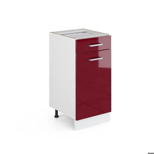 Meuble Bas Tiroir Vicco R-Line Blanc/Bordeaux Brillant 40 Cm