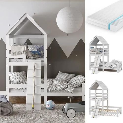 Vitalispa Lit Enfant Teddy 90 X 200 Cm, Avec Matelas, Lit Aire De Jeux, Lit Adolescent, Aire De Jeux