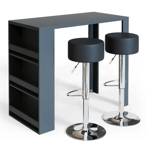 Vicco Set De Table De Bar , Anthracite, 117 X 57 Cm Avec 2 Tabourets De Bar