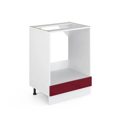 Meuble Pour Four R-Line, 60 Cm Sans Plan De Travail, Rouge Bordeaux Haute Brillance, Vicco