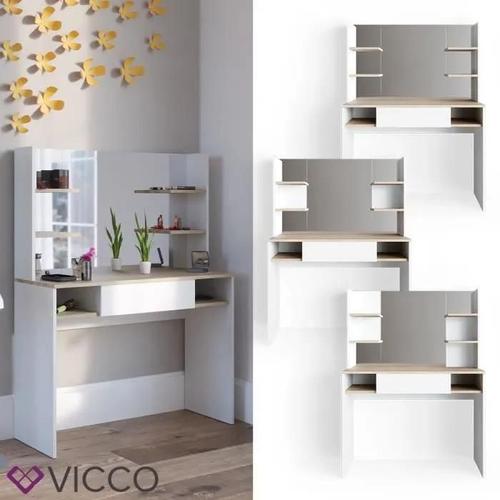 Coiffeuse Vicco Daenerys Blanc-Sonoma, Table De Maquillage, Commode De Maquillage