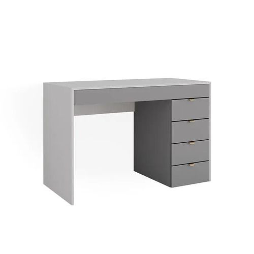 Vicco Coiffeuse Elise, Blanc/Gris/Gris, 115 Cm Avec 5 Tiroirs