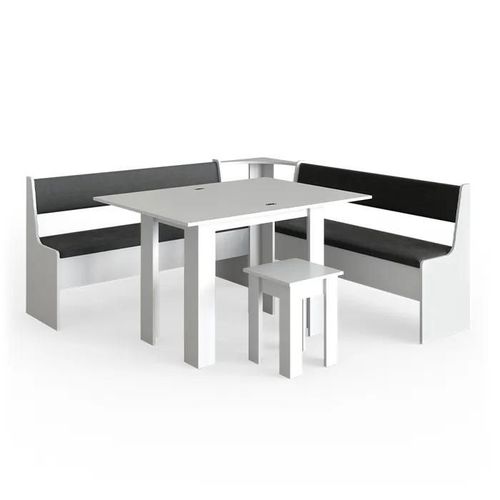 Vicco Groupe De Banquettes D'angle Roman, Blanc, 180 X 41.5 Cm Avec Table