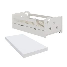 Vitalispa Lit Pour Enfant Jessica, Blanc, 70x140 Cm Avec Tiroir Et Matelas