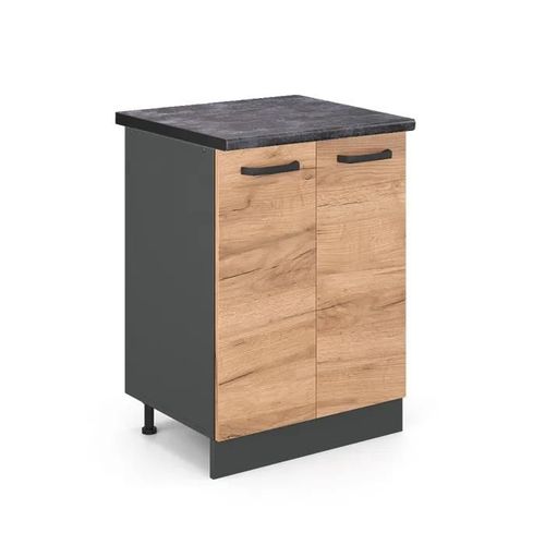 Vicco Meuble Bas De Cuisine R-Line, Chêne De Force Doré, 60 Cm , Pa Anthracite