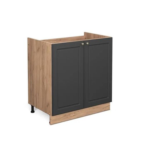 Vicco Meuble Bas Sous-Évier Fame-Line, Anthracite-Or, 80 Cm Sans Plan De Travail
