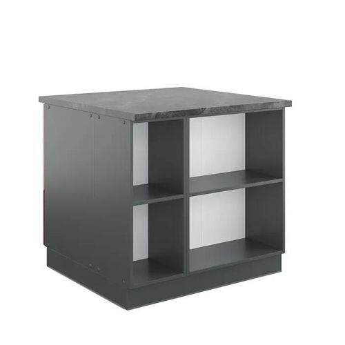 Vicco Îlot De Cuisine Fame-Line, Bordeaux Haute Brillance/Anthracite, 90 Cm Avec Tiroir, Sans Plan De Travail