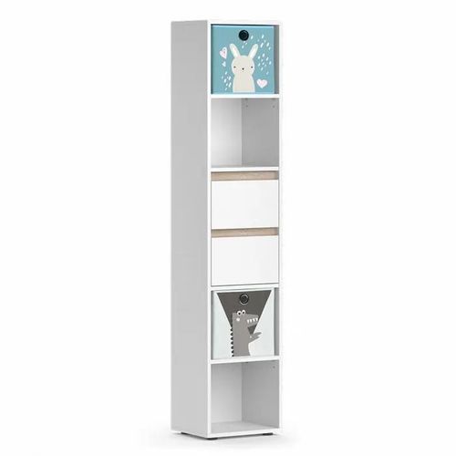 Bibliothèque Enfant Robert, 36.2 X 171 Cm Avec Boxes Pliants Multicolores, Blanc, Vicco