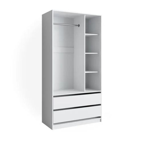 Vicco Armoire Elmo, Blanc, 100 X 200 Cm Avec 2 Tiroirs