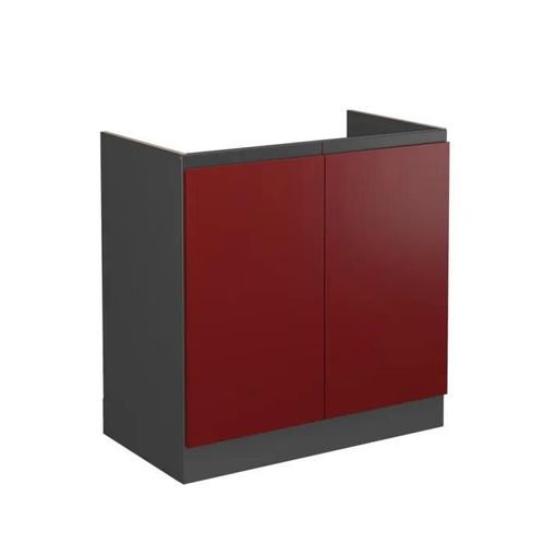 Meuble Bas Sous-Évier R-Line, 80 Cm J-Shape, Sans Plan De Travail, Rouge, Vicco