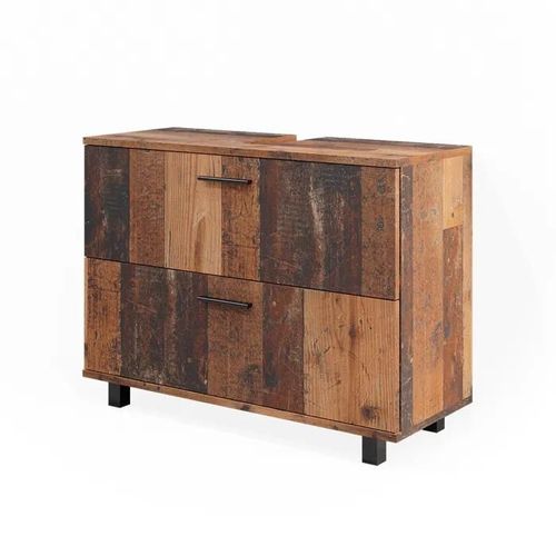 Meuble Sous Vasque Simple Ilias, 80 X 60 Cm Avec 2 Tiroirs, Chêne Rustique, Vicco