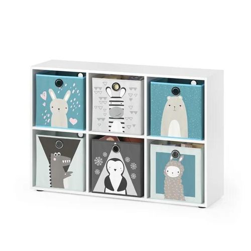Vicco Bibliothèque Enfant , Blanc, 72 X 107 Cm Avec 6 Boîtes Pliantes