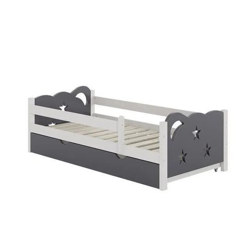 Vitalispa Lit Pour Enfant Jessica, Gris, 80x160 Cm Avec Tiroir, Sans Matelas