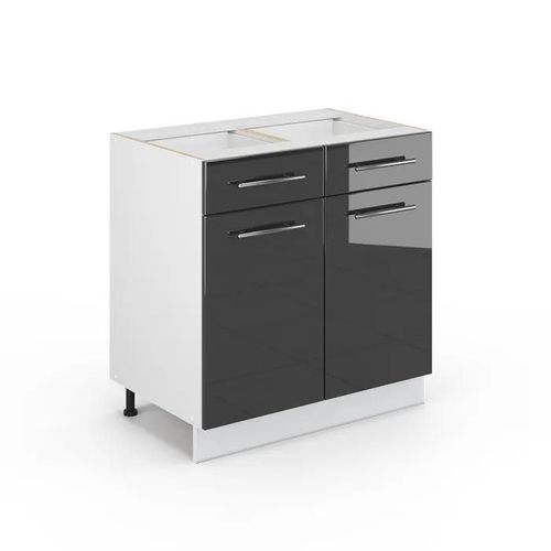 Meuble Cuisine Fame-Line, 80 Cm Avec Tiroir, Sans Plan De Travail, Anthracite Haute Brillance, Vicco