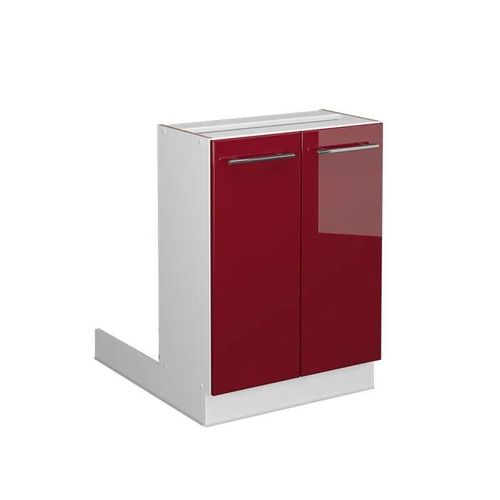 Îlot De Cuisine Fame-Line, 60 Cm Sans Plan De Travail, Rouge Bordeaux Haute Brillance, Vicco