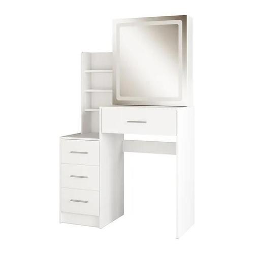 Coiffeuse Lisca, 80 Cm Avec Miroir Led, Blanc, Vicco