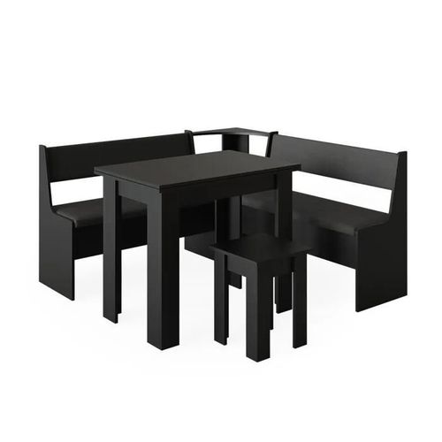 Groupe De Banquettes D'angle Roman, 150 X 41.5 Cm Avec Table, Noir, Vicco