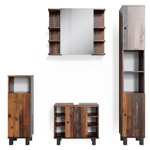 Vicco Meuble De Rangement De Salle De Bain Fynn, Chêne Rustique, 4 Parties