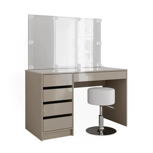 Coiffeuse Sherry, 120 Cm Avec Éclairage Led Et Tabouret, Grège, Vicco