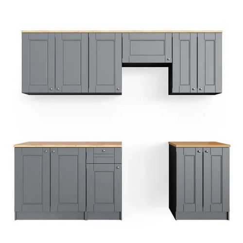 Ligne De Cuisine Bergamo, 240cm , Pt Goldkraft, Gris, Vicco