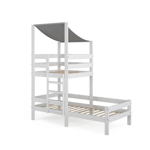 Lit Cabane Tom, 90x200 Cm, Blanc, Vitalispa