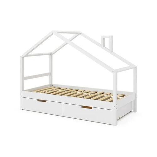 Vitalispa Lit Bebe Lori, Blanc, 80x160 Cm Avec Tiroirs, Sans Matelas