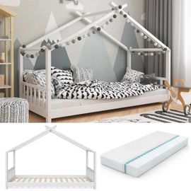 Vitalispa Lit Enfant Lit Maison Design 90x200 Lit Enfant Bois Maison Dormir Lit Maison Lit De Jeu Sommier Inclus