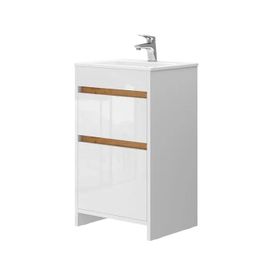 Vicco Meuble De Rangement De Salle De Bain Detmold, Blanc, 2 Pièces, Avec Lavabo Et 2 Tiroirs
