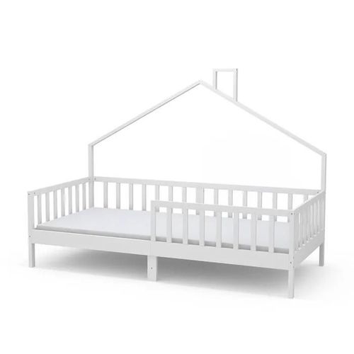 Lit Cabane Justus, 90x200 Cm Avec Matelas, Blanc, Vitalispa