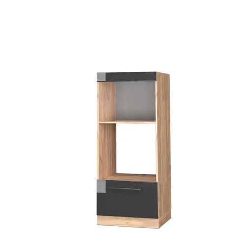 Vicco Armoire Micro-Ondes Fame-Line, Anthracite Haute Brillance, 60 Cm Ouvert