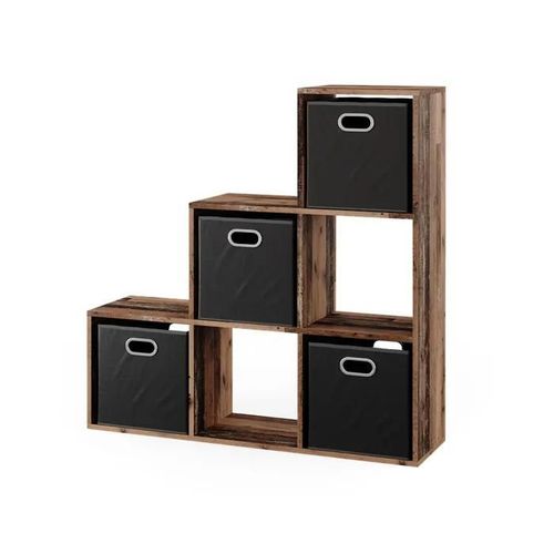 Vicco Étagère , Bois Antique, 104 X 108 Cm Avec 4 Boîtes Pliantes