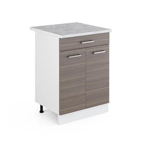 Meuble Cuisine R-Line, 60 Cm Avec Tiroir, Pt Marbre, Gris, Vicco