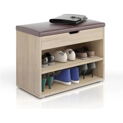 Vicco Banc De Rangement Pour Chaussures Rolfe Étagère Sonoma 6 Paires De Chaussures Meuble À Chaussures Couvercle À Charnière