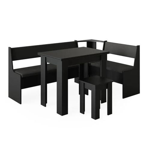 Groupe De Banquettes D'angle Roman, 120 X 41.5 Cm Avec Table, Noir, Vicco