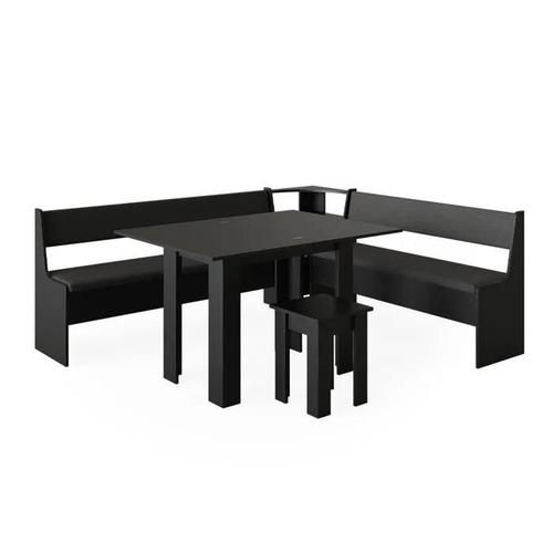 Groupe De Banquettes D'angle Roman, 180 X 41.5 Cm Avec Table, Noir, Vicco