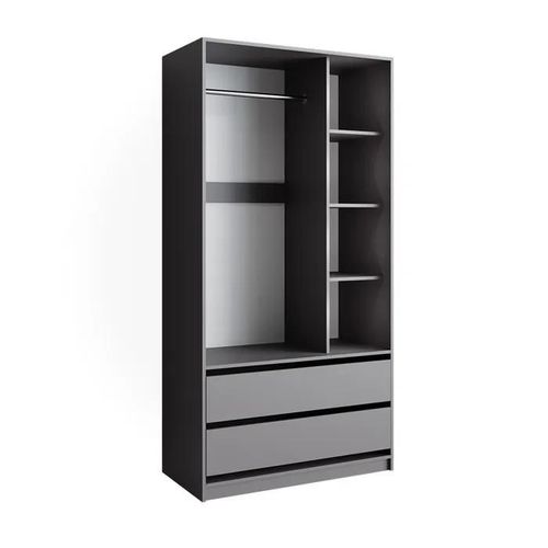 Armoire Pour Enfants Elmo, 100 X 200 Cm Avec 2 Tiroirs, Anthracite, Vicco