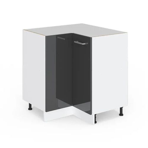 Meuble Bas Angle Vicco R-Line Blanc/Anthracite Brillant 87 Cm