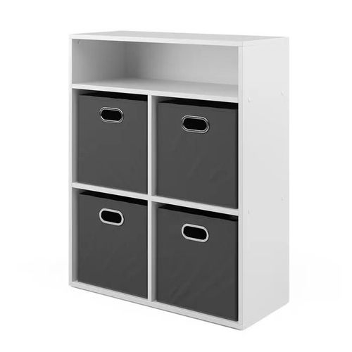 Vicco Bibliothèque , Blanc, 72 X 90.2 Cm Avec 4 Boîtes Pliantes