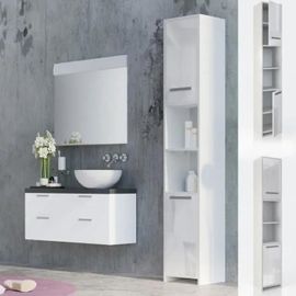 Colonne De Salle De Bain - Bianco - 1950 X 300 X 300 Mm - Blanc Brillant - Classique - A Poser Au Sol
