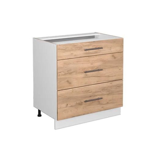 Meuble De Rangement De Salle De Bain Fame-Line, 80 X 81.6 Cm Avec 3 Tiroirs, Sans Plan De Travail, Chêne De Force Doré, Vicco