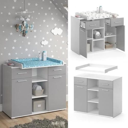 Vicco Commode À Langer Table À Langer Étagère À Langer Leonie Blanc Gris Avec Plan À Langer Étagère Bébé