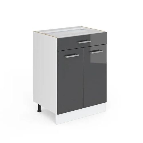 Meuble Bas Tiroir Vicco R-Line Blanc/Anthracite Brillant 60 Cm