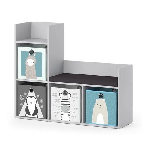 Vicco Étagère Pour Enfants Luigi, Gris, 107.2 X 88.6 Cm Avec 2 Boxes Pliants Opt.1