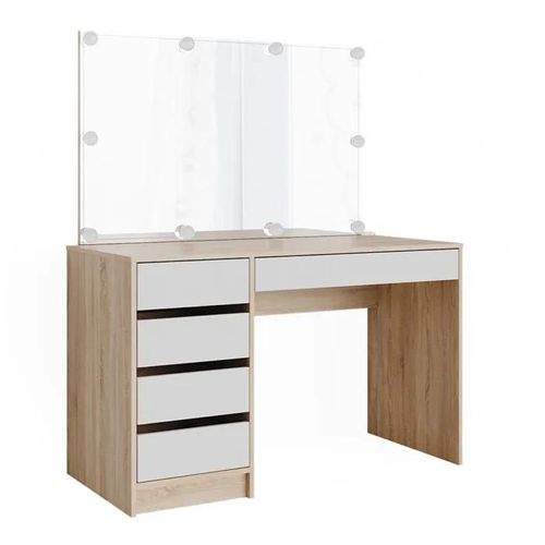 Coiffeuse Avec Miroir Et Led - Vicco - Sherry - Blanc Sonoma