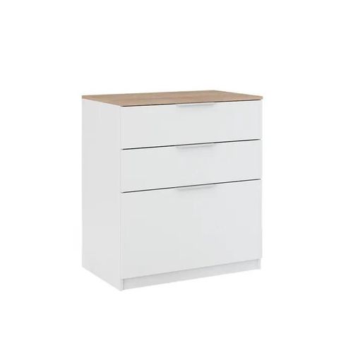 Vicco Commode Avec Tiroirs Betti, Blanc/Sonoma, 80 X 90 Cm Avec 3 Tiroirs